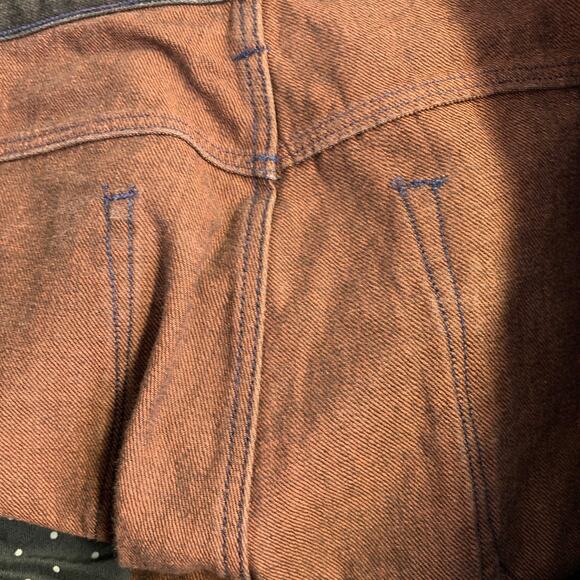 3 X 1 Size 34 Black Orange Heather Cotton Straight Selvedge Jeans - Picture 7 of 9